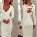 ON SALE DEEP V HOLLOW OUT SEXY LONG DRESS