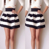 ON SALE BLACK AND WHITE STRIPE DRESS QUALITY OF CULTIVATE ONE'S MORALITY RENDER SKIRT
