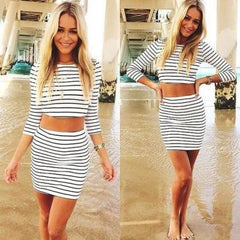 HOT STRIPE TWO PIECE DRESS