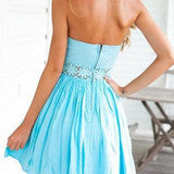 CUTE BLUE STRAPLESS DRESS