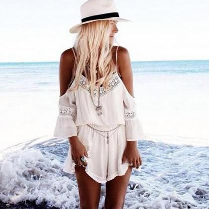 SEXY LACE HOT DEW SHOULDER ROMPER