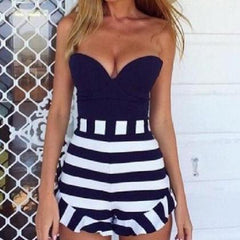 HOT STRAPLESS BLUE ROMPER JUMPSUIT