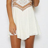THE RETICULAR V-NECK WHITE CONDOLE BELT CONJOINED DIVIDED SKIRTS ROMPER