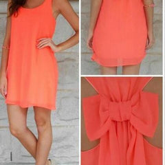 CUTE ORANGE BOW BACK DRESS