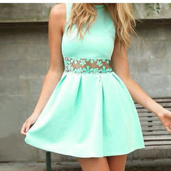 HOT GREEN LACE HOLLOW OUT DRESS