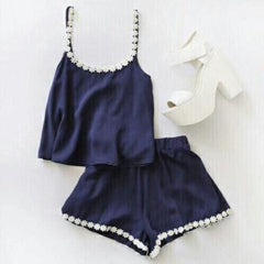 CUTE TWO PIECE ROMPER BLUE FLOWER