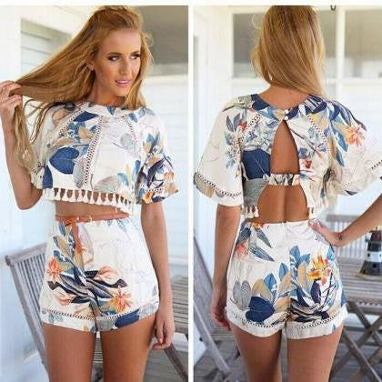 HOT FLOWER TWO PIECE ROMPER