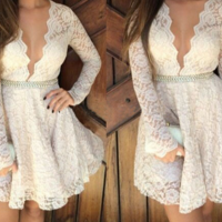 HOT CUTE LACE ELEGANT SEXY DRESS WITH BELT