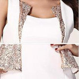 HOT SEQUINS SHINING SHOW BODY ELEGANT DRESS WHITE