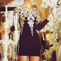 HOT THE EMBROIDERY FASHION LONG SLEEVE DRESS