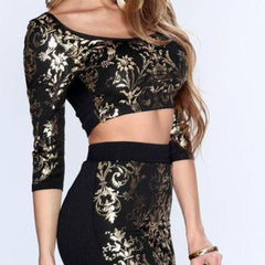 HALF SLEEVE OF HIP TWO-PIECE SLEEVE PACK SHOW BODY DRESS