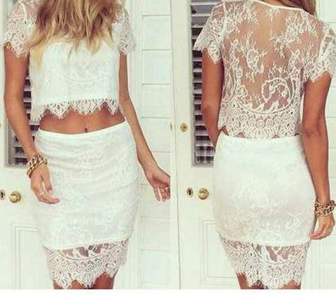 FASHION LACE TWO PIECE DRESS