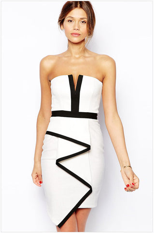 WHITE STRIPE DRESS RIBBON FALLS INTO THAT WIPE A BOSOM HIP SKIRT DRESS