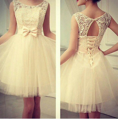 CUTE SLEEVELESS LACE BOW DRESS