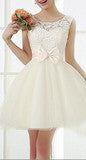 CUTE SLEEVELESS LACE BOW DRESS