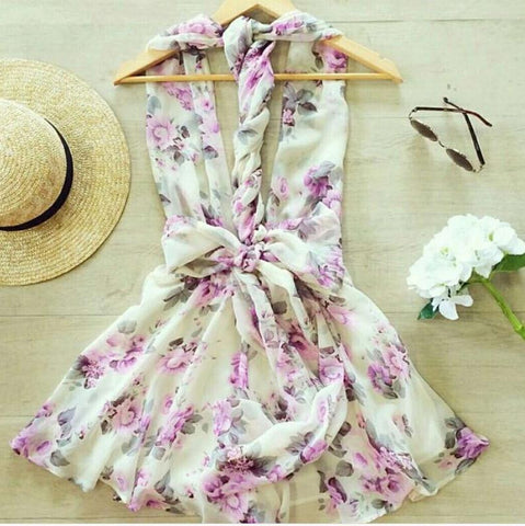 CUTE DEEP V SHOW BODY HOT FLORAL DRESS