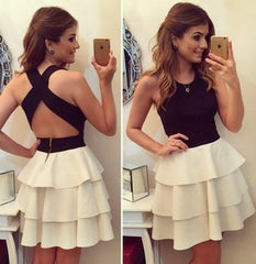 ELEGANT CUTE CROSS BLACK WHITE DRESS