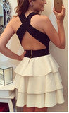 ELEGANT CUTE CROSS BLACK WHITE DRESS