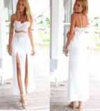 HIGH WAIST FORK TWO PIECE LACE SEXY ELEGANT DRESS HIGH QUALITY