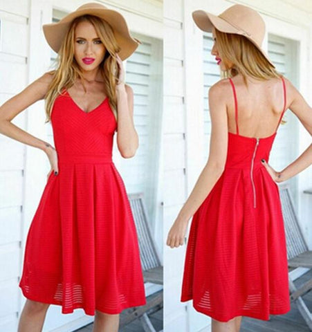 HOT RED STRAP VEST DRESS