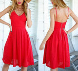 HOT RED STRAP VEST DRESS