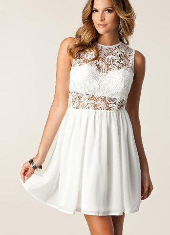 ELEGANT SEE-THROUGH LACE VEST DRESS