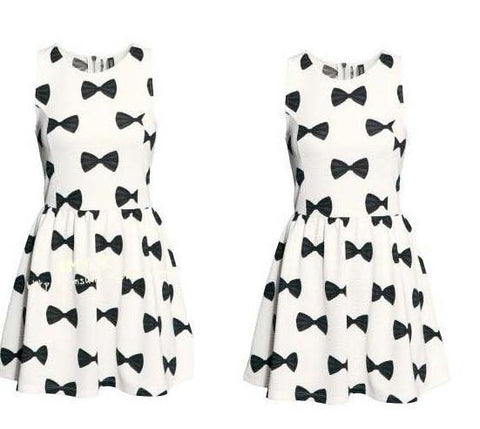 CUTE BOW PRINT FRESH DRESS