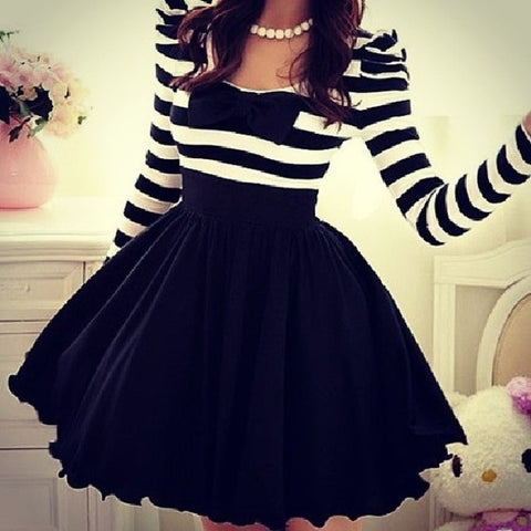 CUTE GRAIN BOWKNOT FASHION DRESS