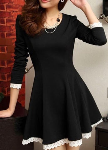 FASHION BLACK LONG SLEEVE NICE DRES