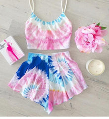 COLORFUL PRINTED TWO PIECE ROMPER JUMPSUIT