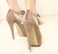 FASHION LACE BOW SHOES HIGH HEEL