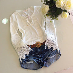 HOLLOW OUT LACE TOP SHIRT