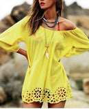 CUTE ONE WORD HOLLOW OUT HEM DRESS