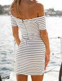 CULTIVATE ONE'S MORALITY PACKAGE HIP STRIPE DRESS WITH SHORT SLEEVES