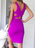 LATERAL SPLIT PACKAGE HIP SLEEVELESS V-NECK OF CULTIVATE ONE'S MORALITY DRESS