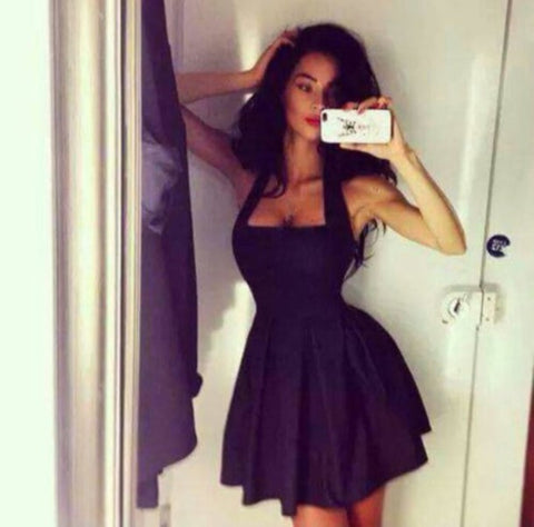 CUTE BLACK SHOW BODY SHORT DRESS