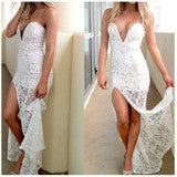 CUTE V LACE SHOW BODY LONG DRESS