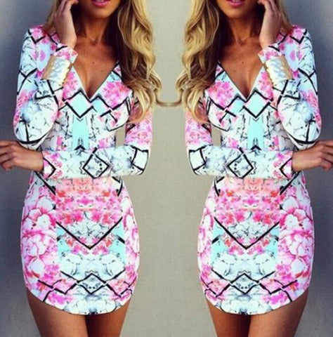 ON SALE HOT LONG SLEEVE COLORFUL DRESS