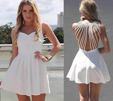 ON SALE CUTE HOLLOW OUT NET WHITE DRESS