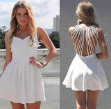 ON SALE CUTE HOLLOW OUT NET WHITE DRESS