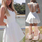 ON SALE CUTE HOLLOW OUT NET WHITE DRESS