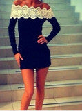 AUTUMN WINTER SPRING LONG SLEEVE WHITE LACE COLLAR DRESS A WORD