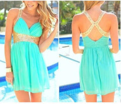 HOT CROSS SEQUINS SHINING GREEN DRESS