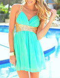 HOT CROSS SEQUINS SHINING GREEN DRESS