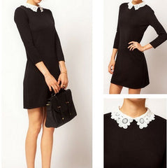 LACE FLOWER COLLAR SHOW THIN DRESS