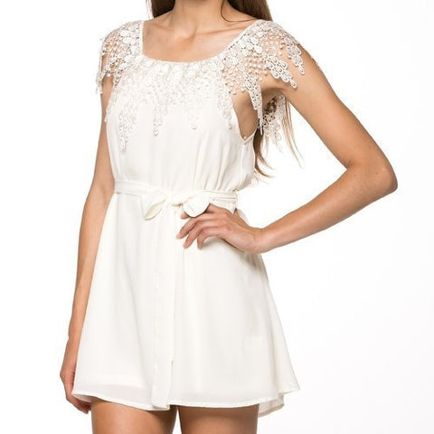 STITCHING SLEEVELESS WORD SHOULDER CHIFFON DRESS