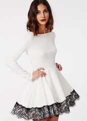 HOT PURE WHITE LONG SLEEVE DRESS