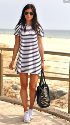 CUTE GRAIN HOT STRIPE DRESS