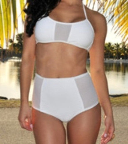 NET YARN SPLICING FISSION TWO-PIECE SWIMSUIT TIGHT SEXY SWIMSUIT